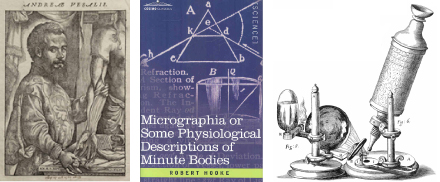 ヴェサリウス顕微鏡図譜と当時の顕微鏡（ロバートフック）